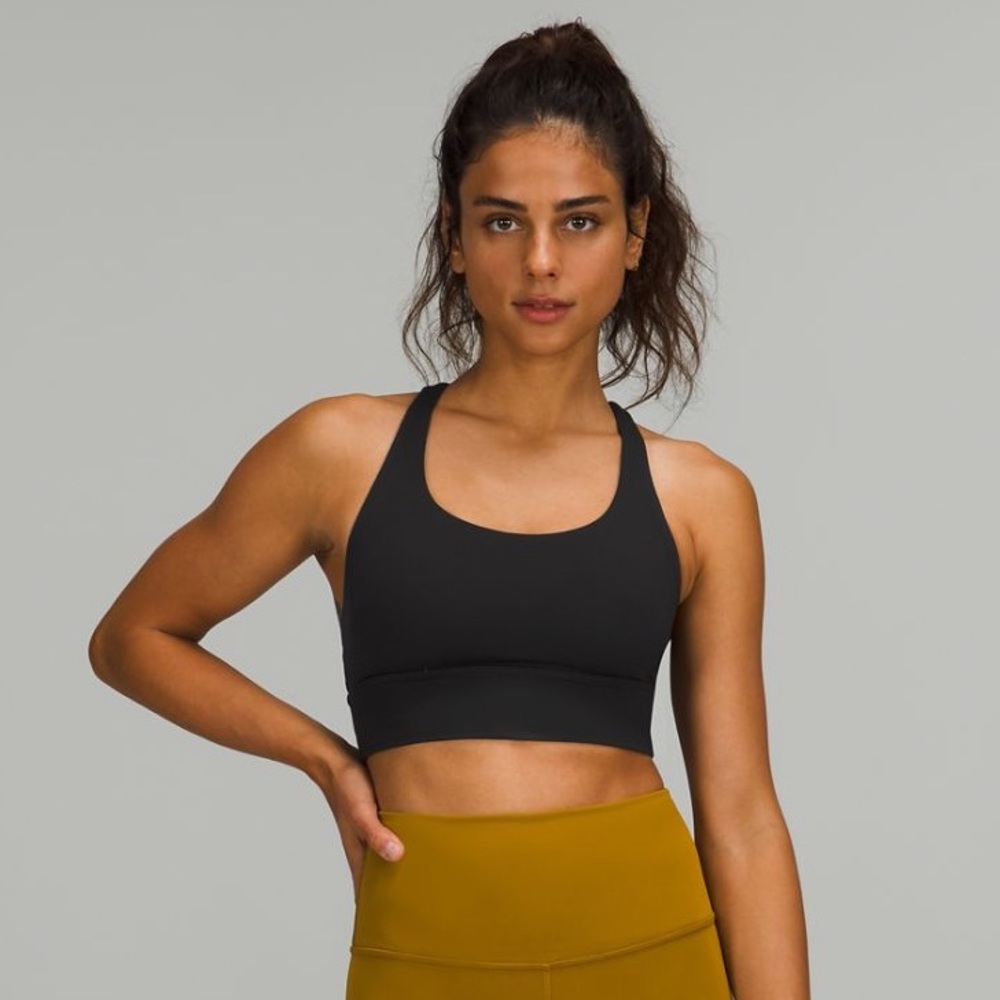 Lululemon energy long line sports bra in green camo size 4